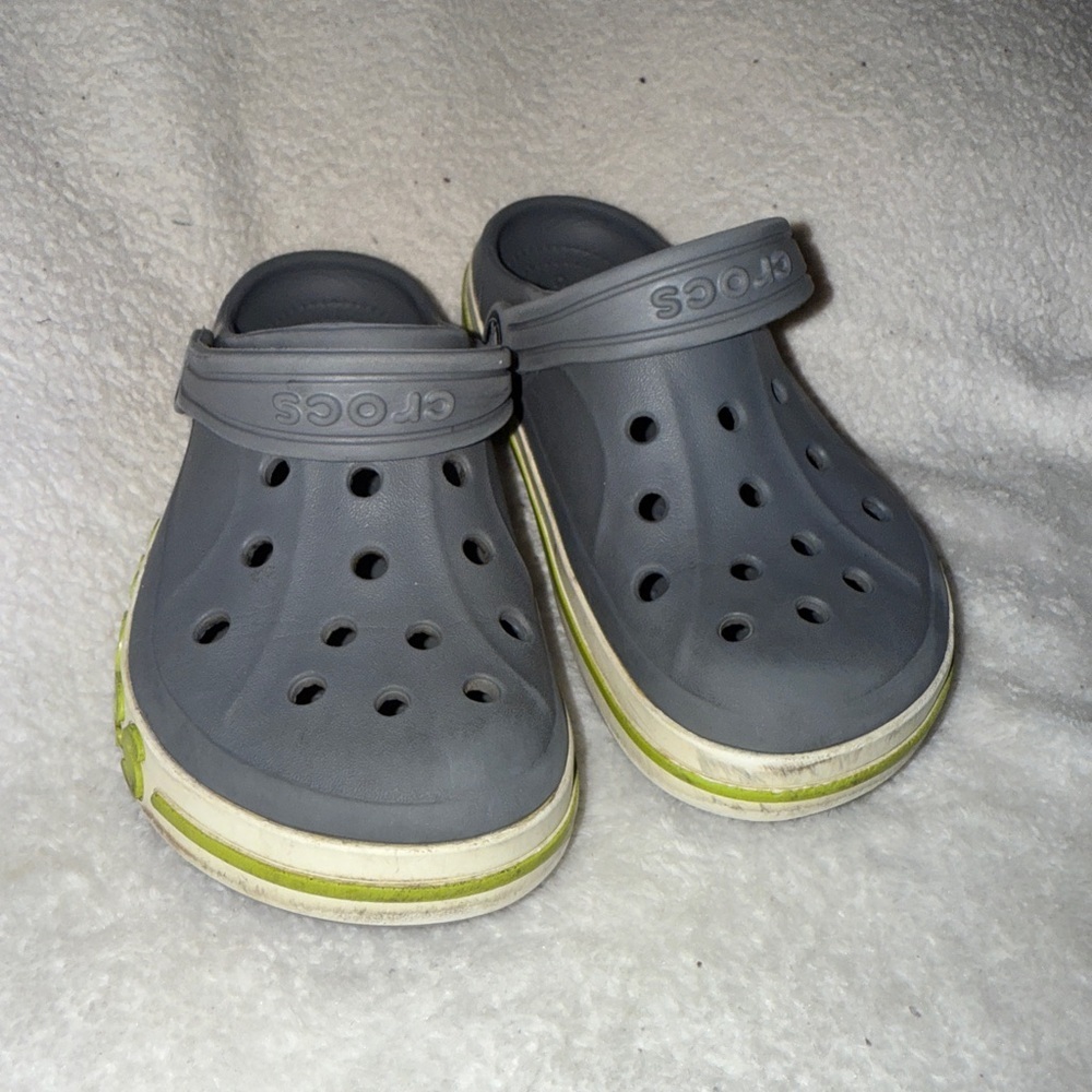 CROCS Kids Classic Clog Shoes | Size 13 | Gray | Green | White | - Picture 1 of 4